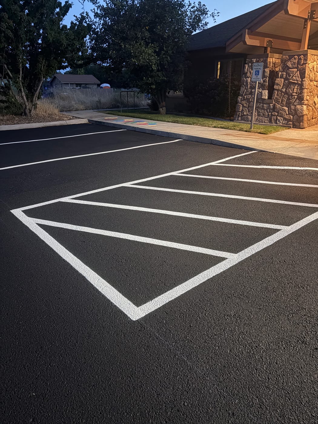 Sealcoated and re-striped lot